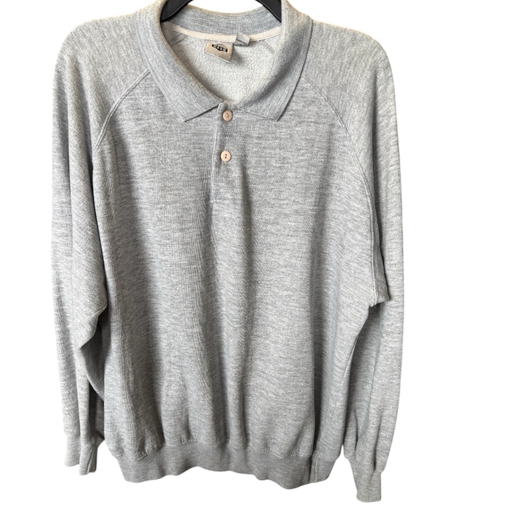 Men's XL DASH lightweight light grey polo style polyester/cotton shirt.